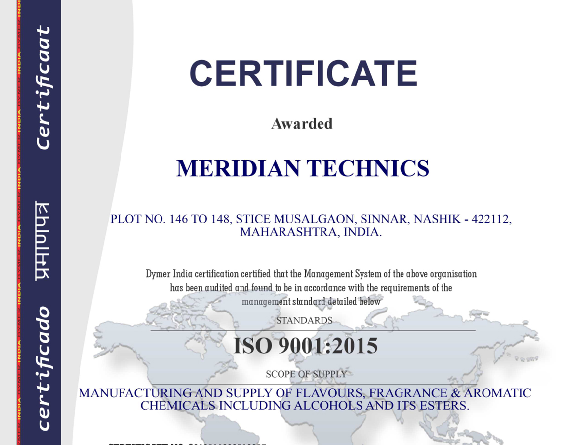 ISO 9001;2015 Certificate